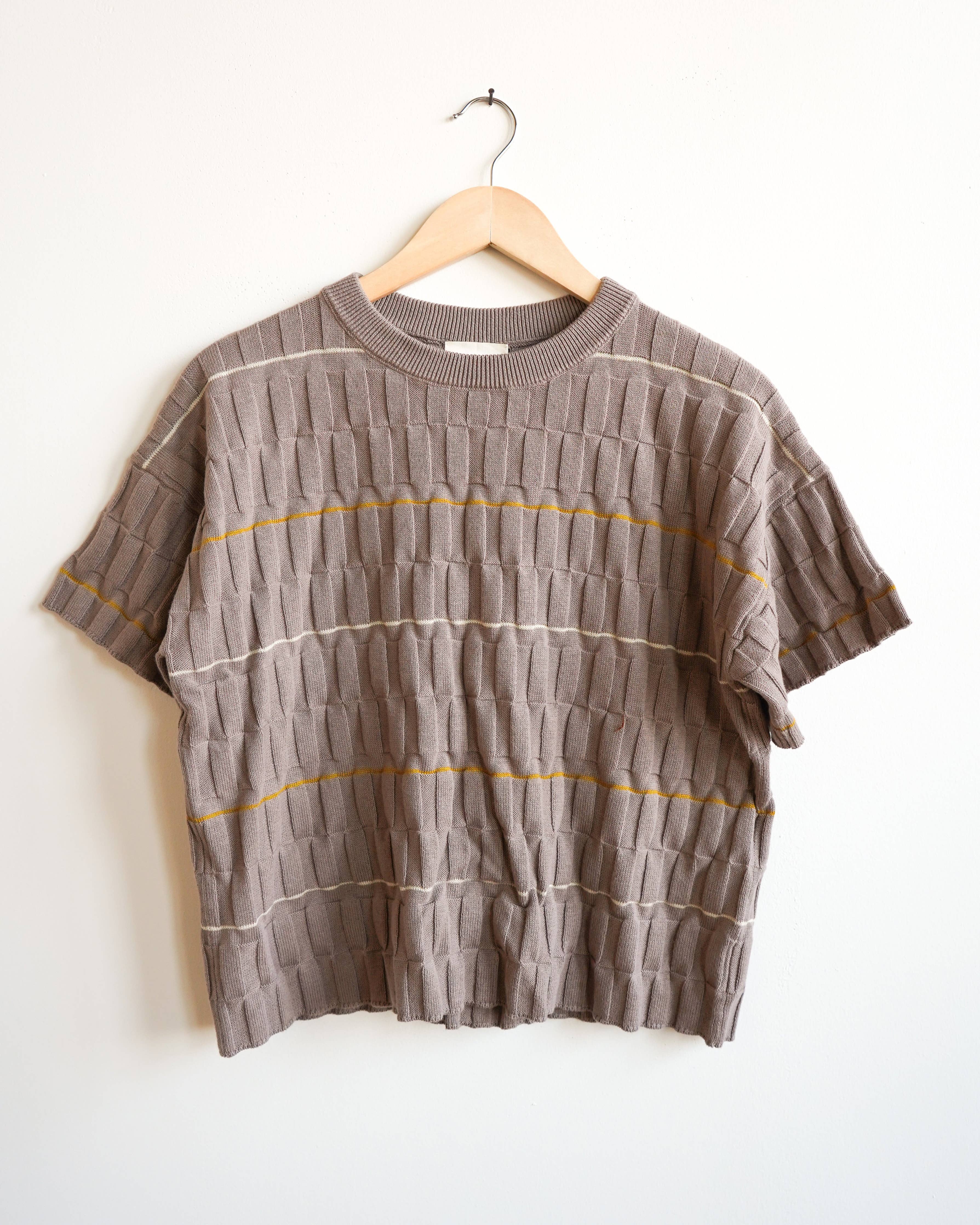 Wiggle Stripe Knit Grid Tee - Pebble