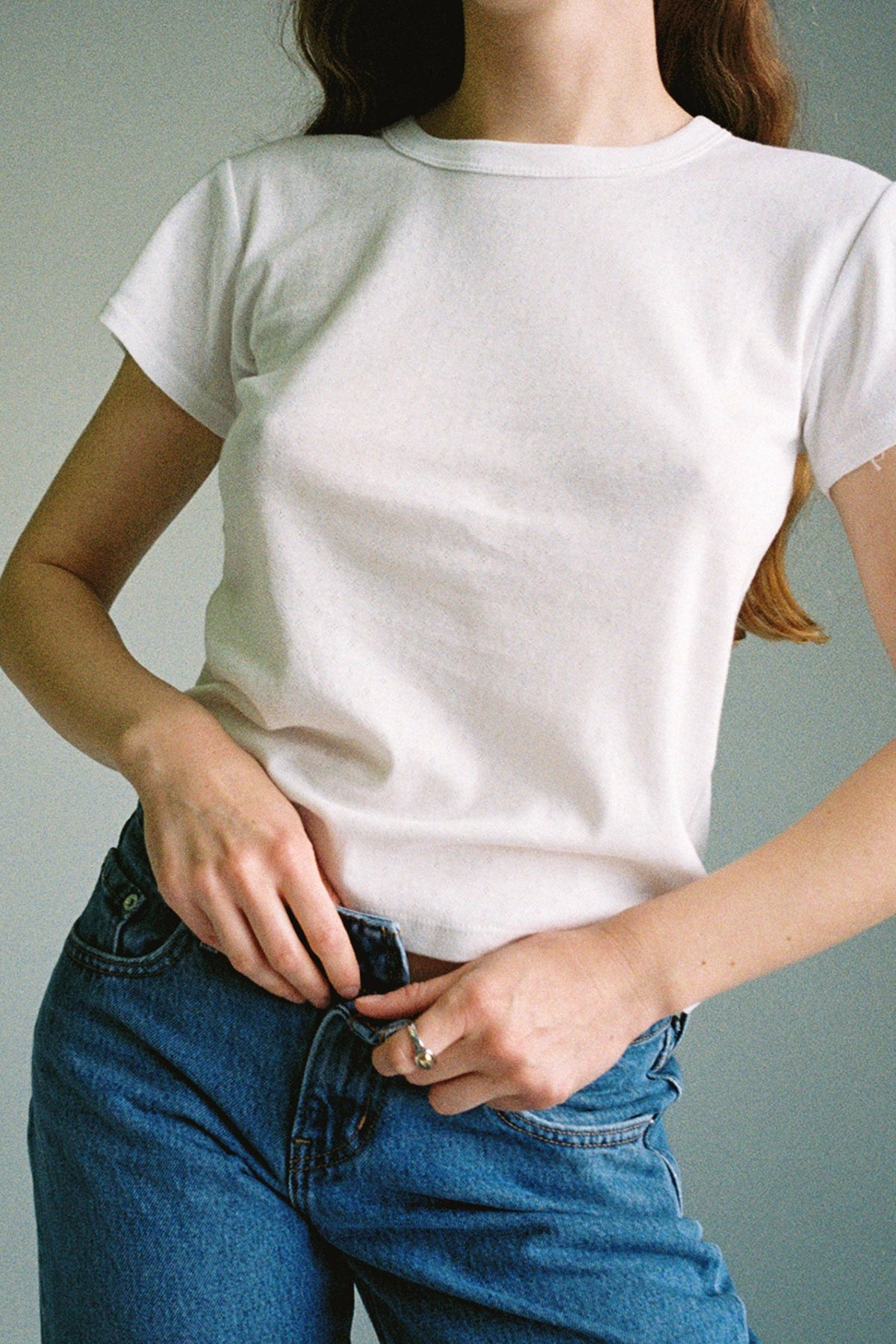 Light pink Pointelle Baby Tee by LA RELAXED featuring a delicate knit pattern and short sleeves, perfect for casual wear.