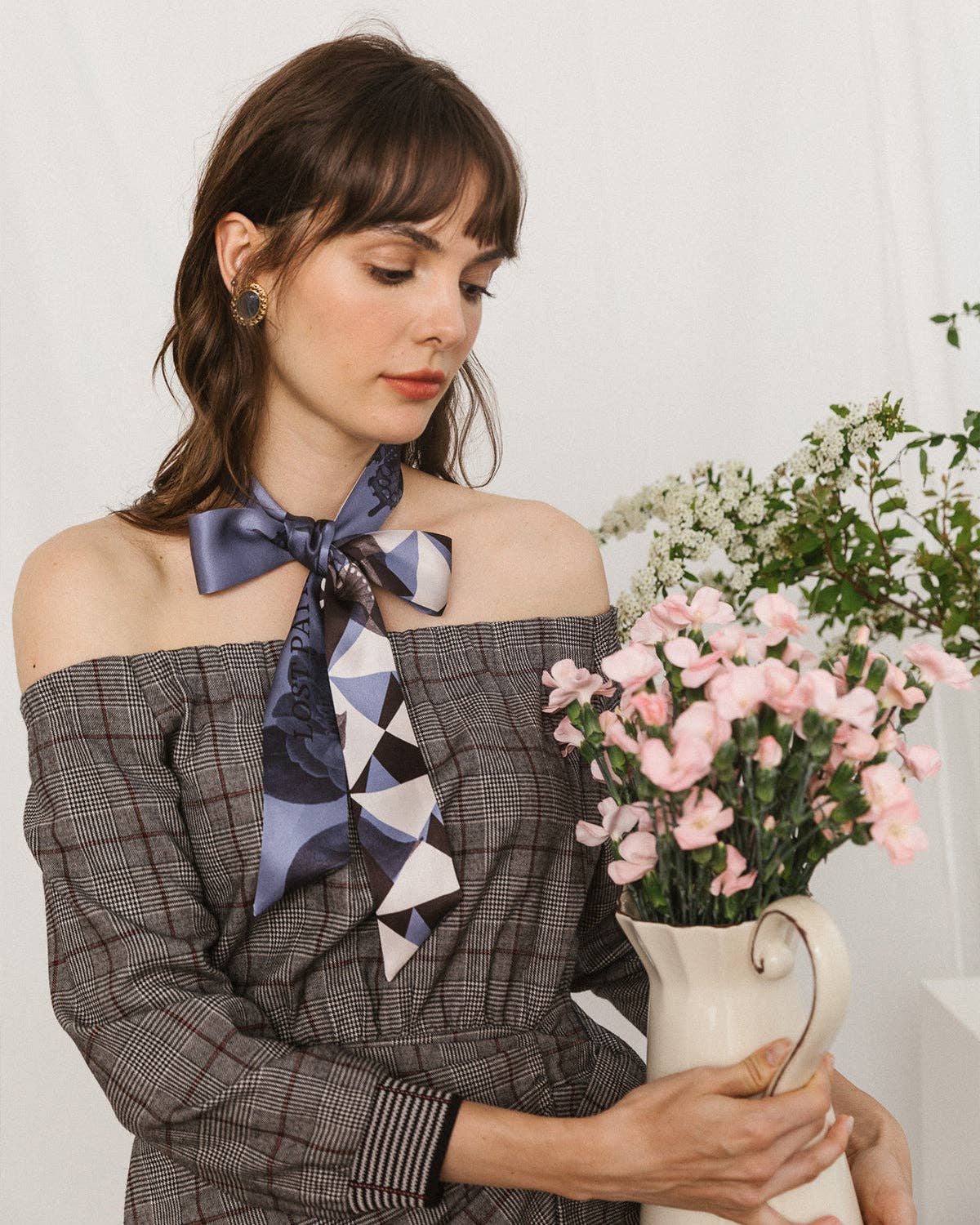 "Prism" Silk Skinny Scarf - blue