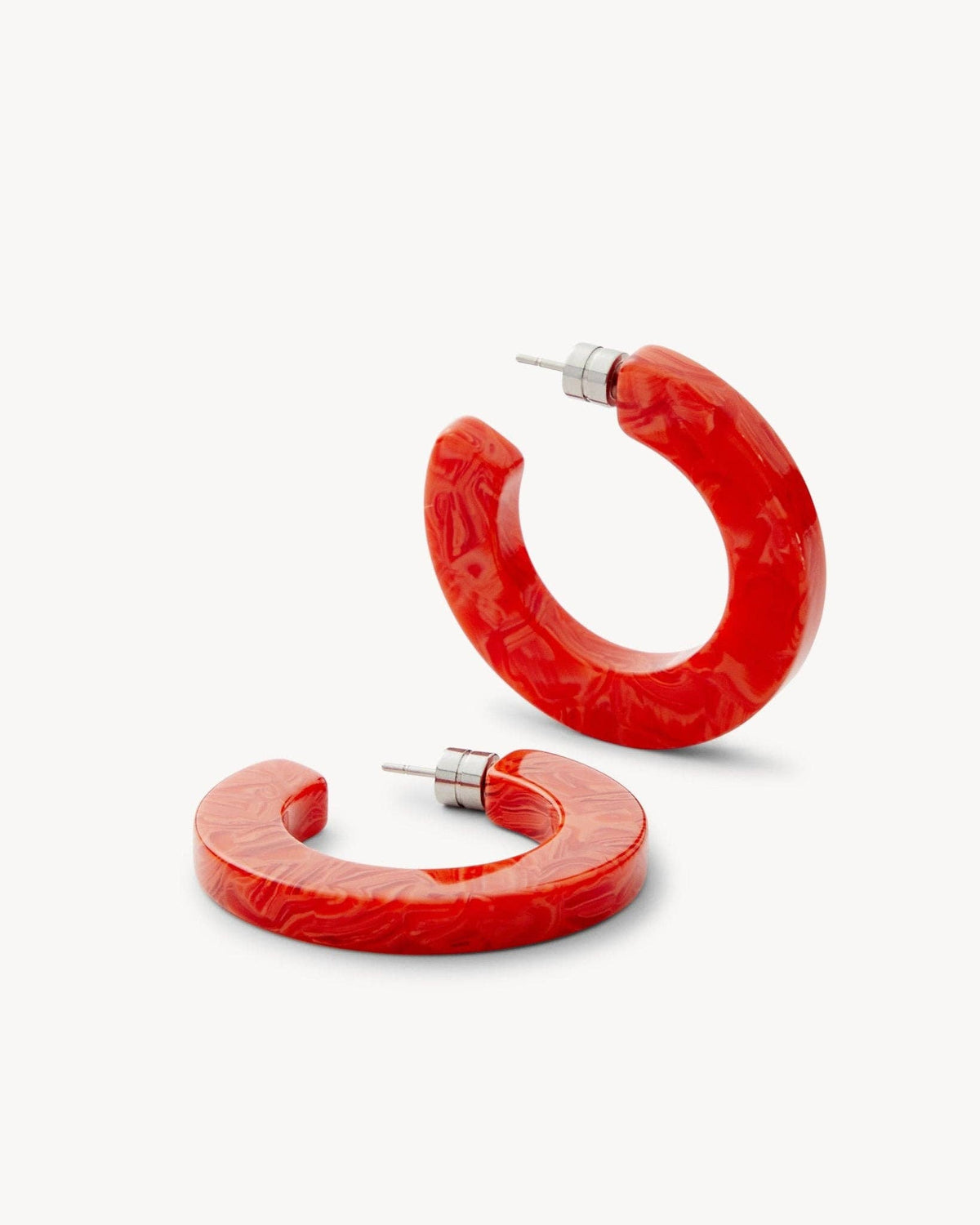 MACHETE Kate Hoops in Poppy, vibrant orange statement earrings with a bold hoop design, shown on white background.