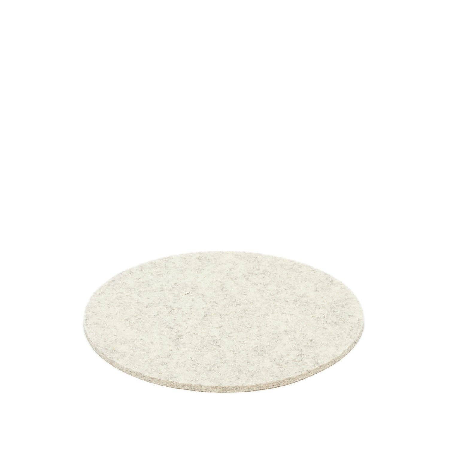Round Merino Wool Felt Trivet 8" Heather White