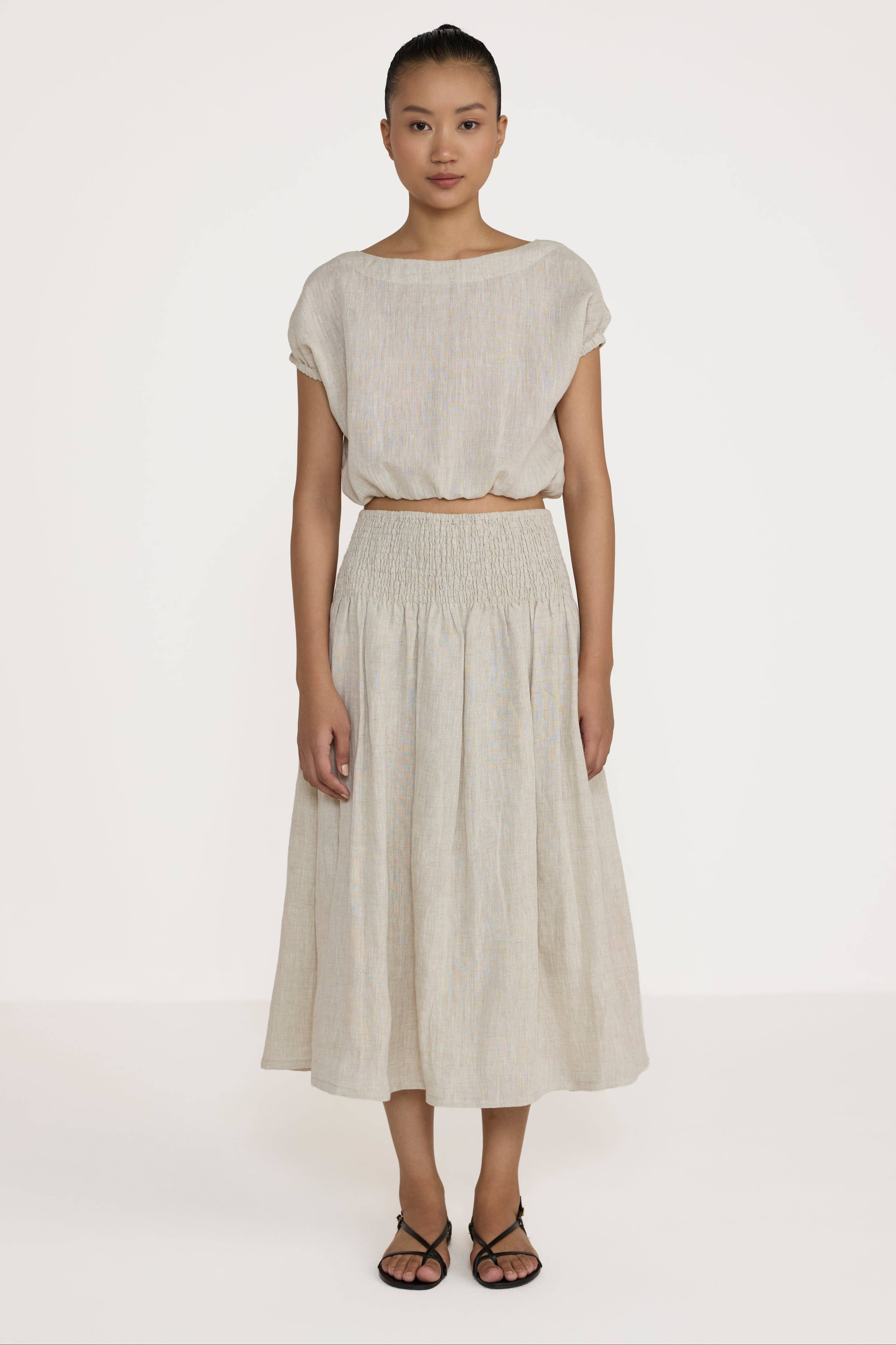 Smocked Easy Skirt - Natural