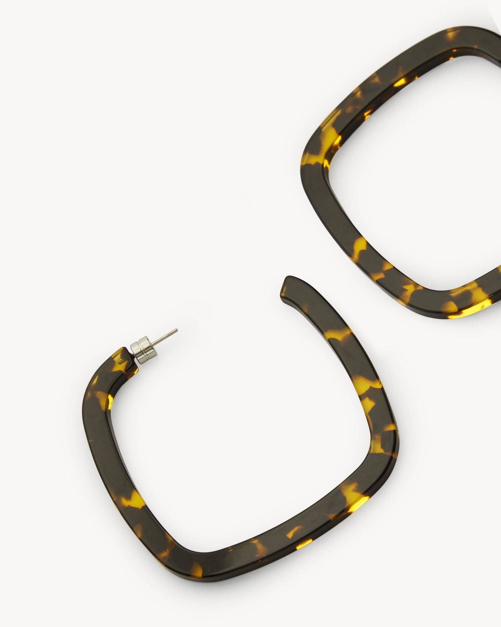 Large Square Hoops in Dark Tortoise