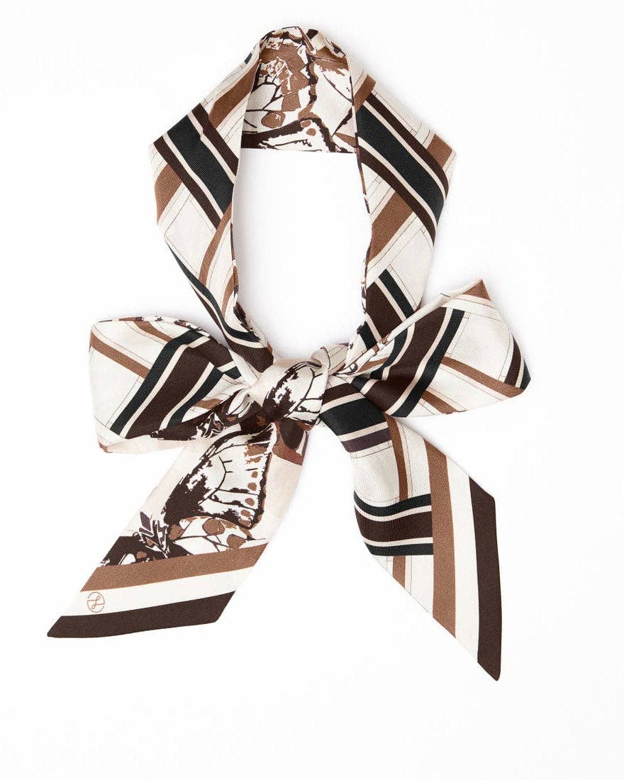 Lost Pattern x Leatherology Silk Twill Skinny Scarf - Neutral