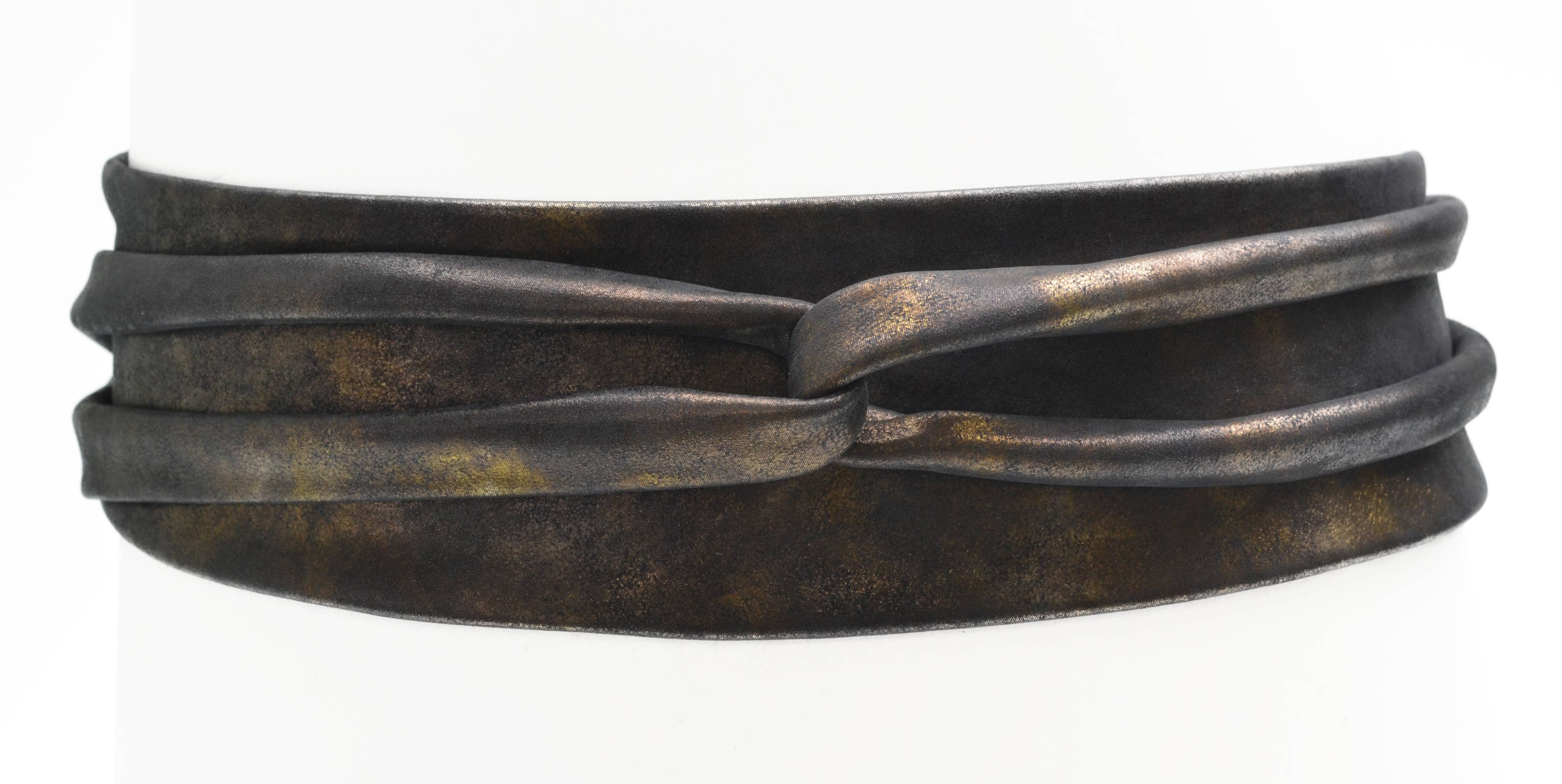 Midnight black wrap belt by ADA Collection Belts, adjustable sleek evening accessory with a classic design.