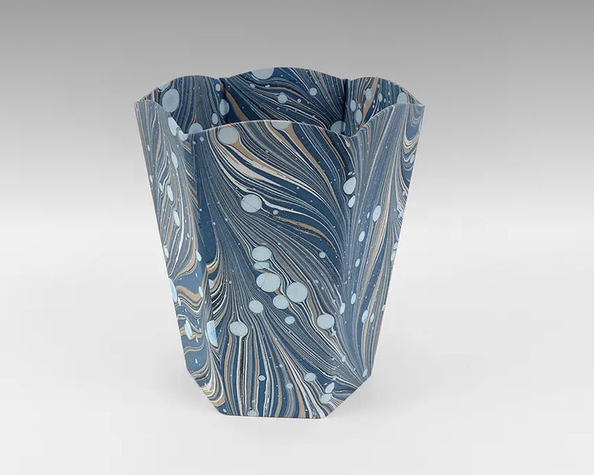 Marbled scalloped collapsible basket-fire whirl blue