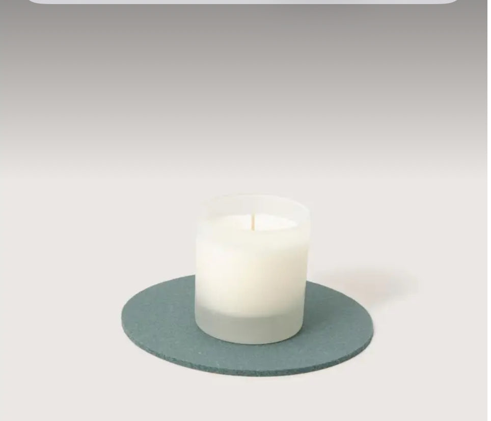 Merino wool 8” round trivet-spruce