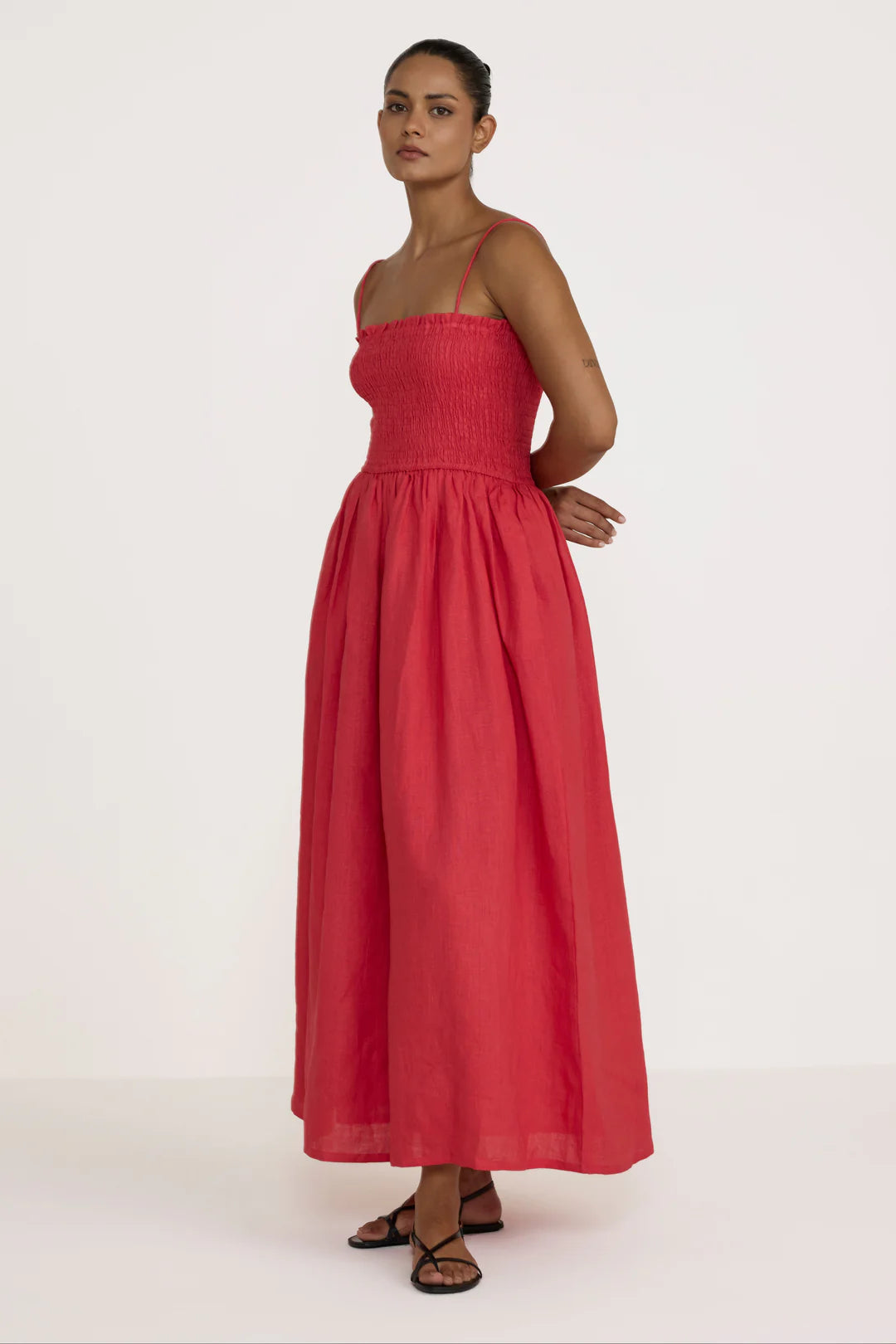 Strappy Bodice Dress in Poppy