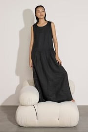 Pleated Maxi Dress - Black