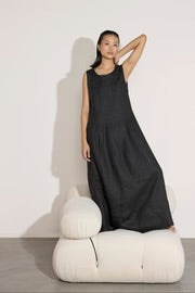 Pleated Maxi Dress - Black