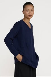 Oversized V Neck Sweater - Navy