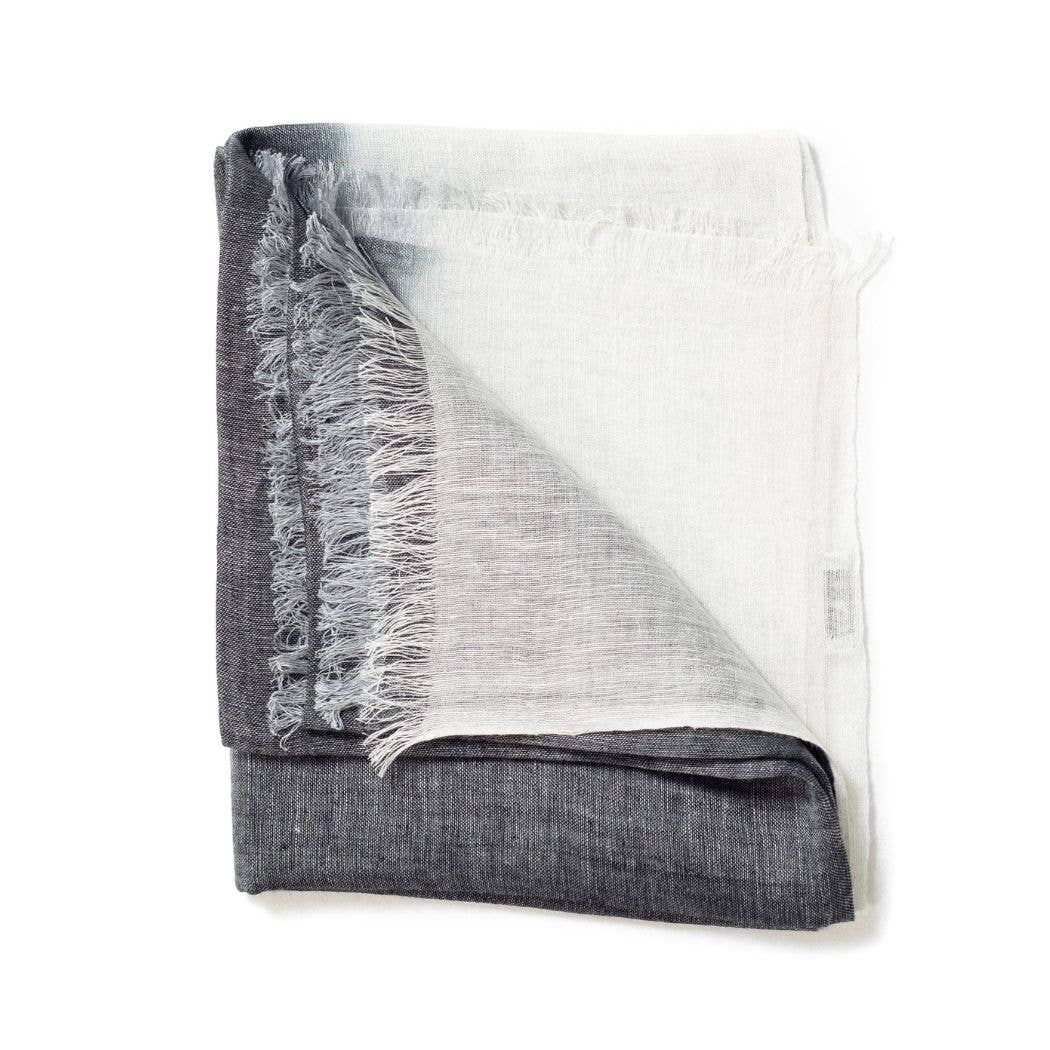 Granite Black Ombre Soft Linen Silk Handloom Scarf