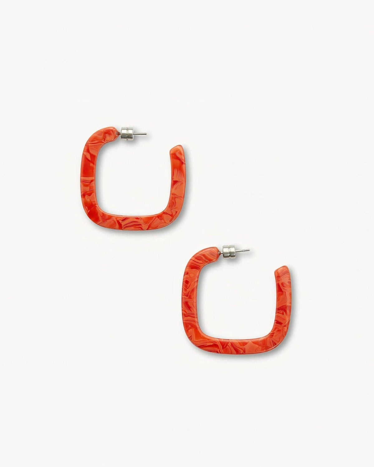 MACHETE Midi Square Hoops in Poppy, bold orange earrings with a sleek square design for modern style.