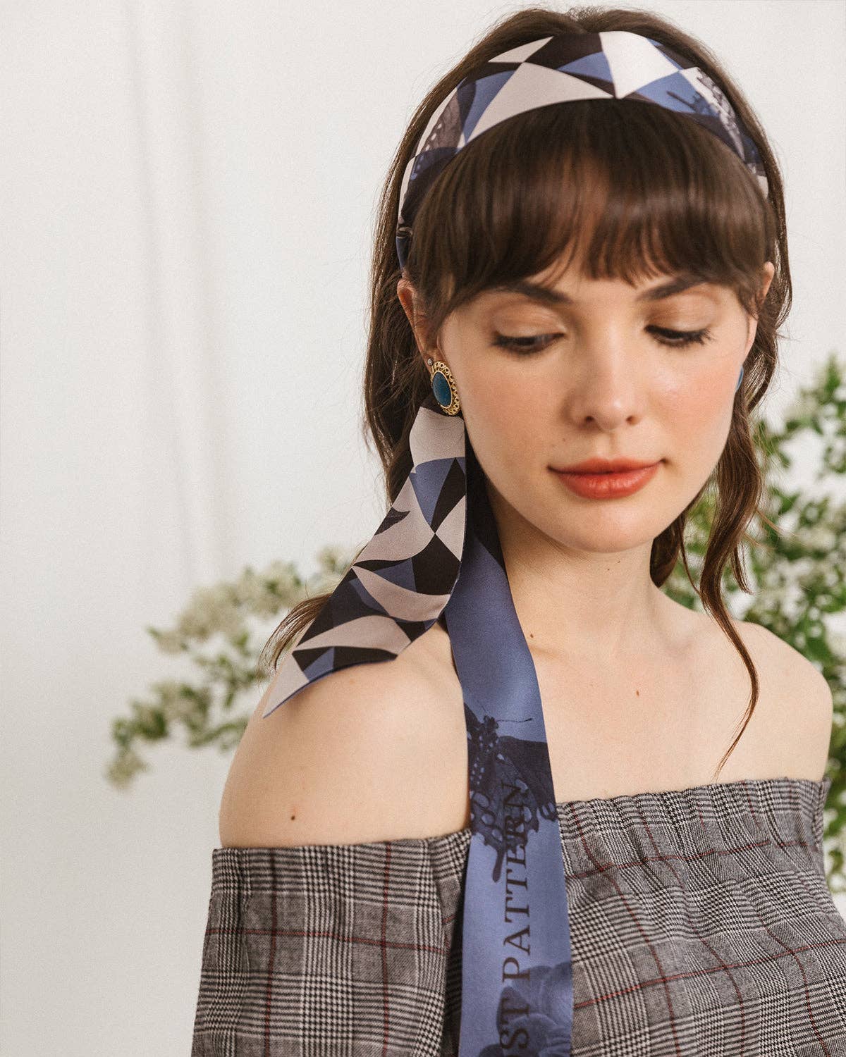 "Prism" Silk Skinny Scarf - blue