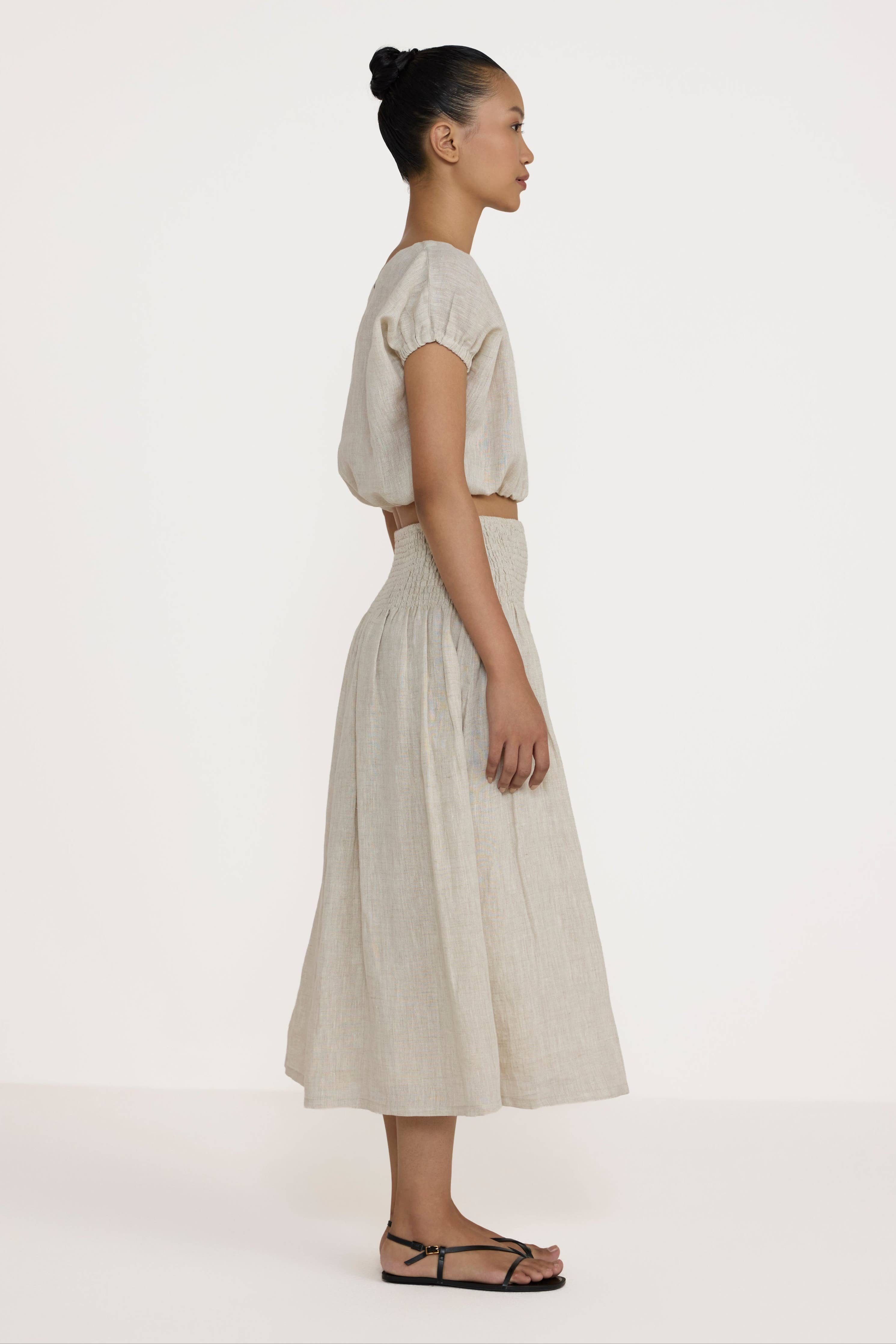 Smocked Easy Skirt - Natural