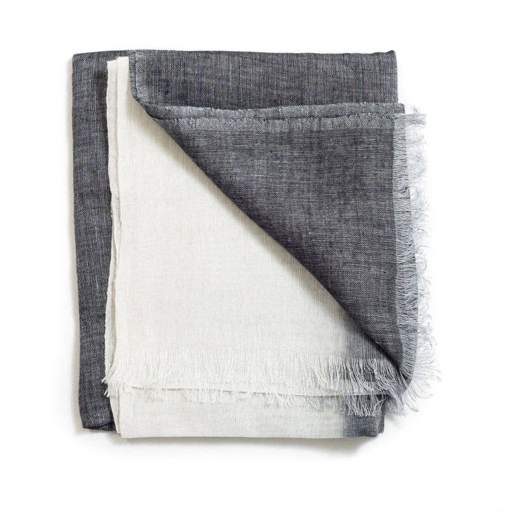 Granite Black Ombre Soft Linen Silk Handloom Scarf
