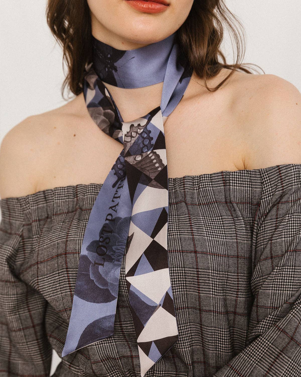 "Prism" Silk Skinny Scarf - blue