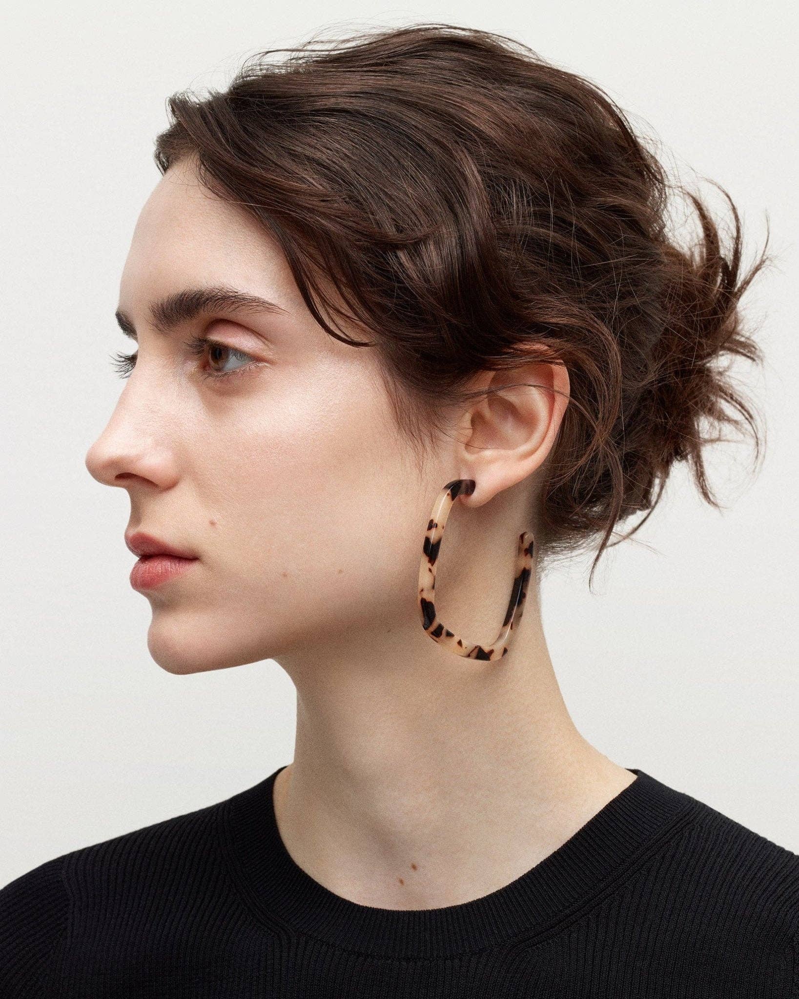Large Square Hoops in Dark Tortoise