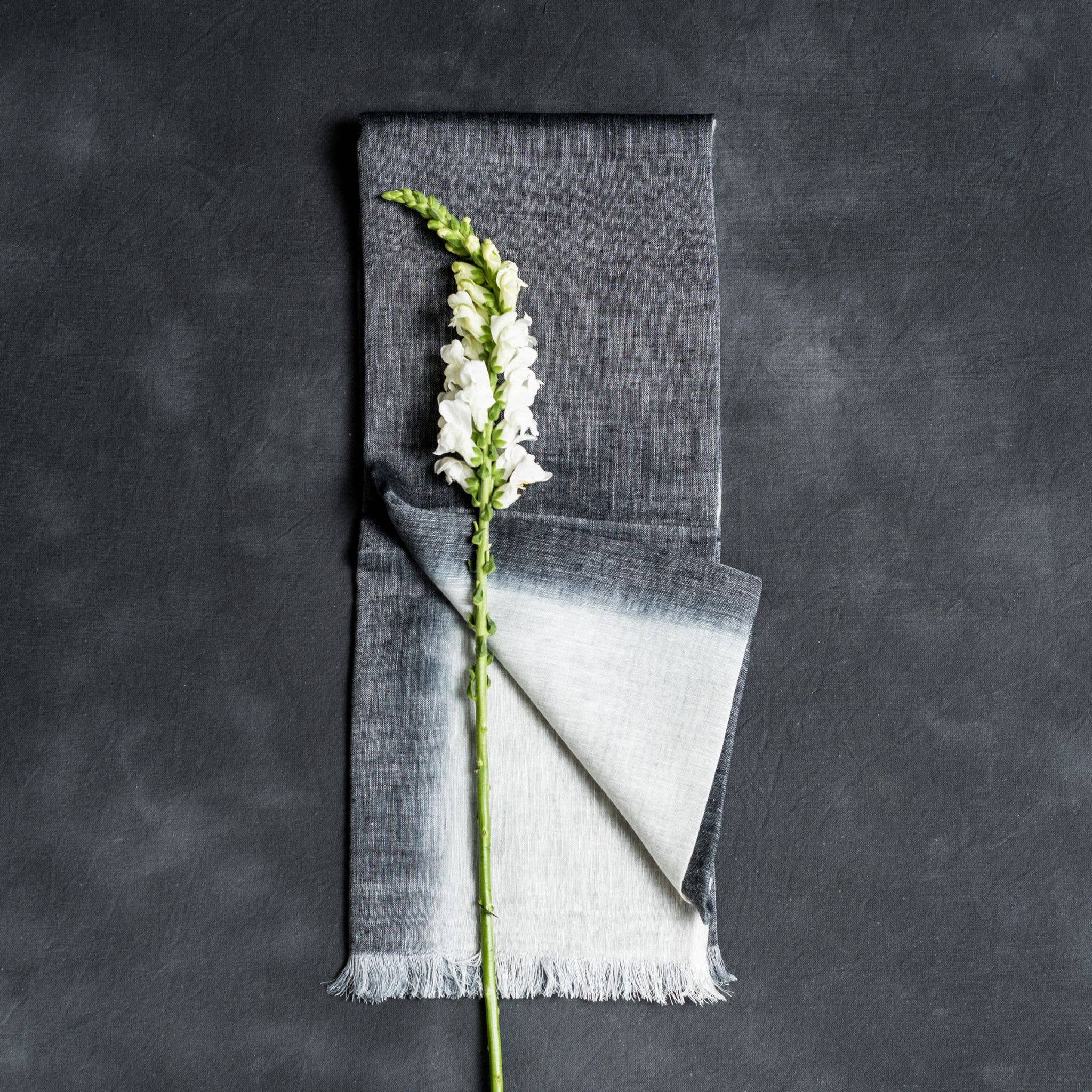 Granite Black Ombre Soft Linen Silk Handloom Scarf