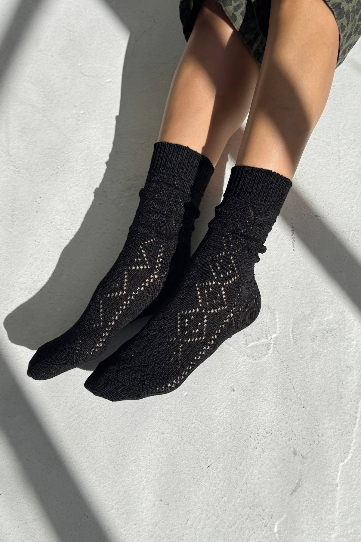 Le Bon Shoppe modal eyelet socks in neutral color, featuring eyelet detailing and a soft, comfortable fit for casual wear.