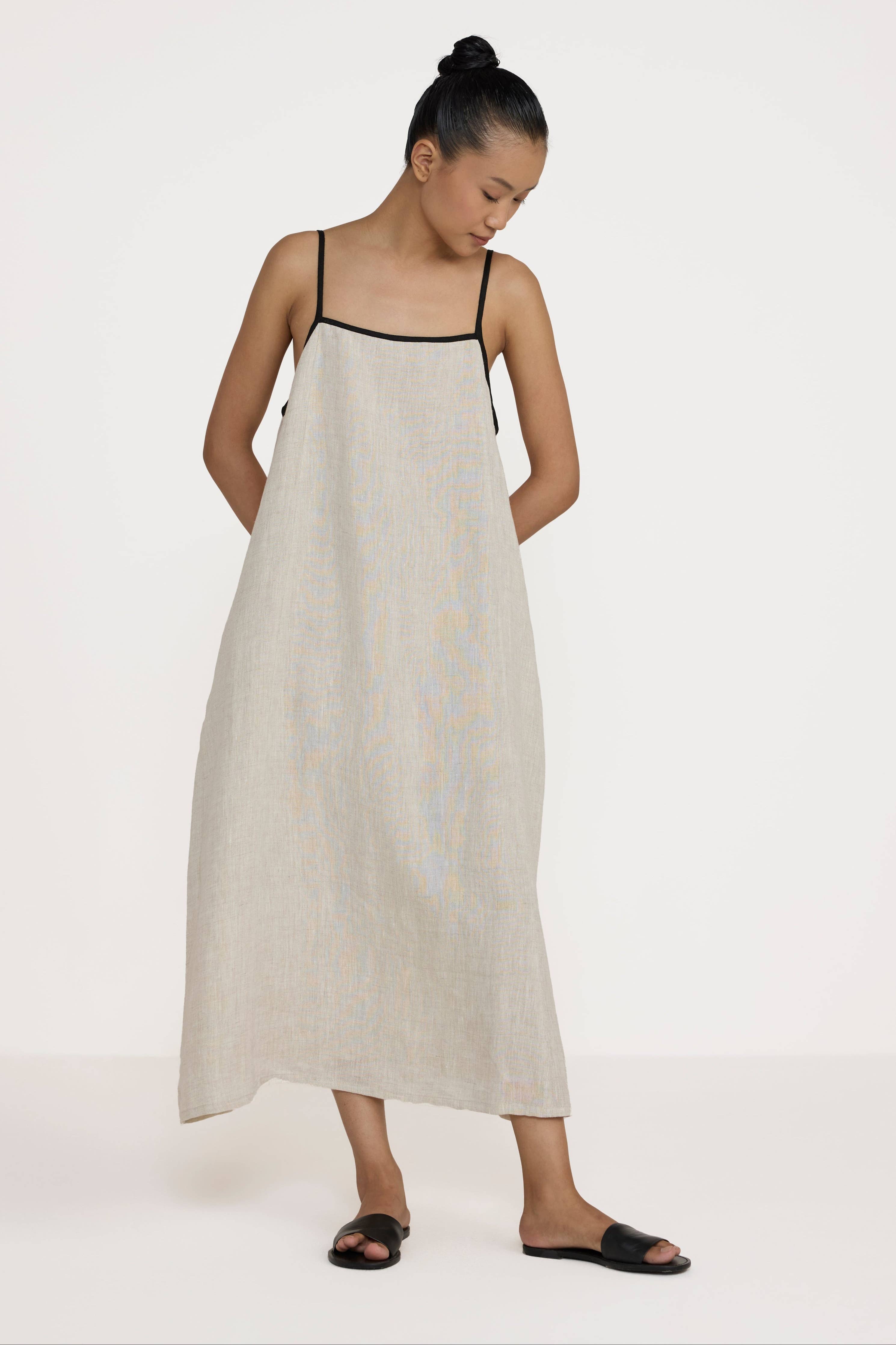 Tie Back Slip Dress - Natural