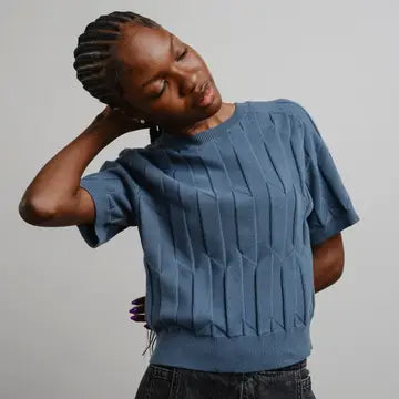 Chevron Ruben Tee - Delphinium