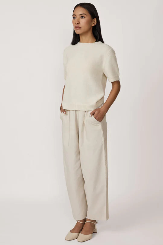 Corduroy Barrel Leg Pant - Ivory