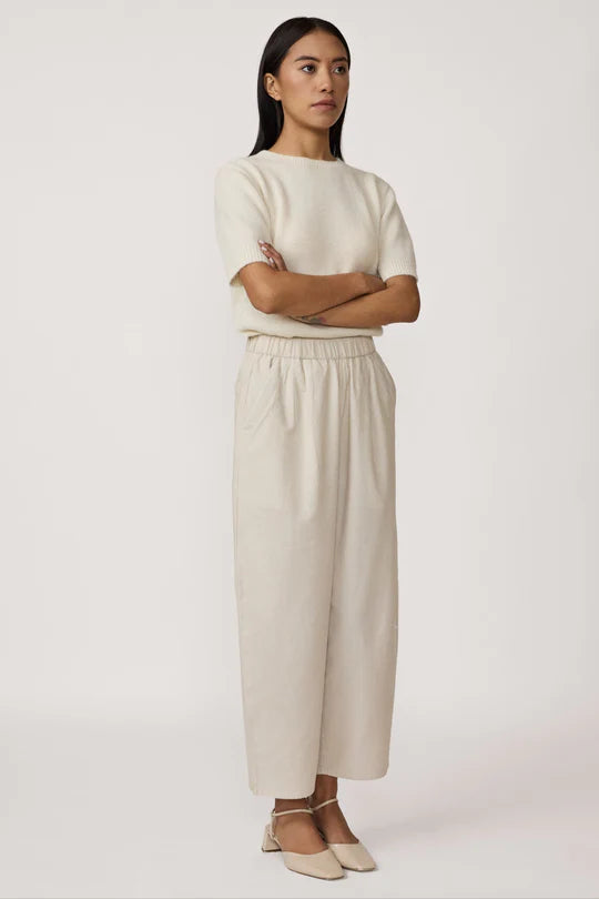 Corduroy Barrel Leg Pant - Ivory