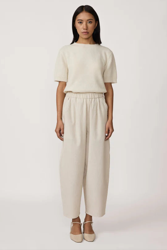 Corduroy Barrel Leg Pant - Ivory