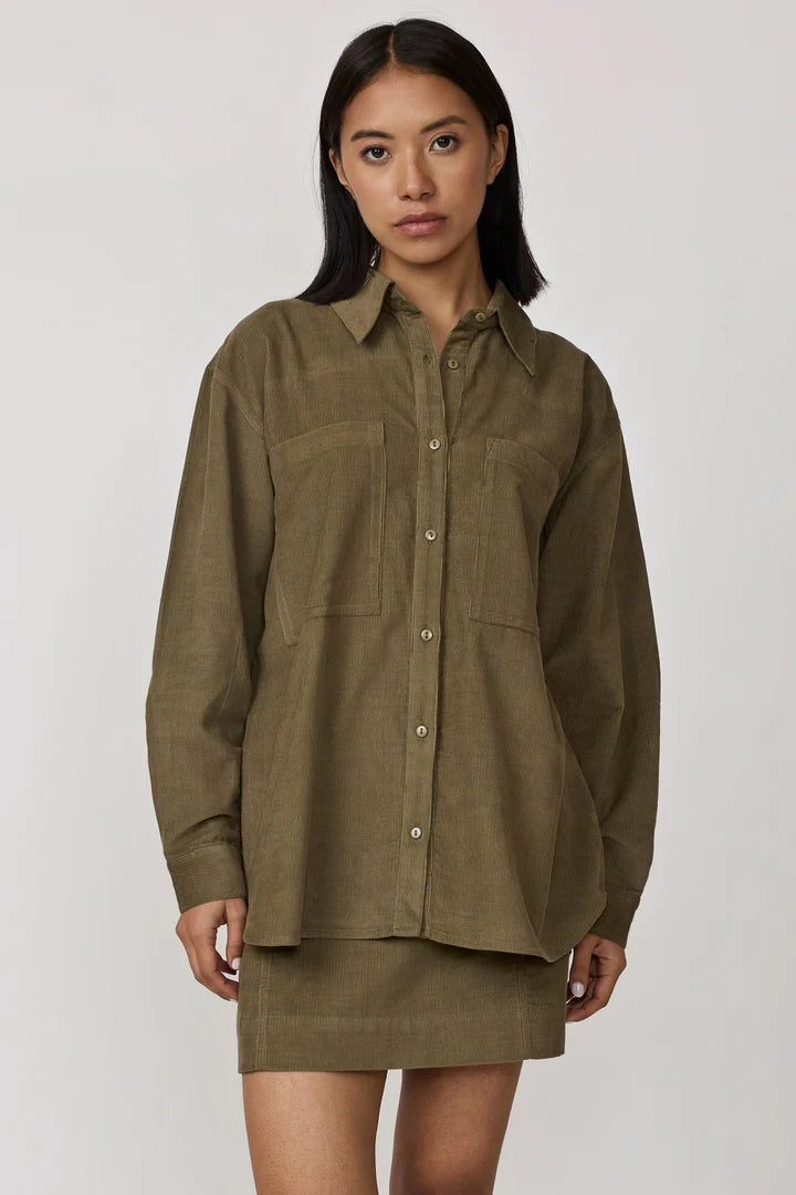 Boyfriend Shirt - Olive Corduroy