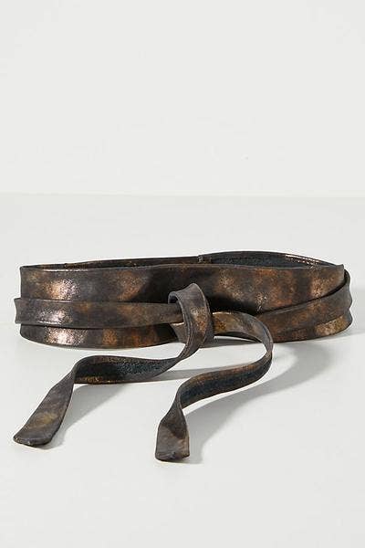 Midnight black adjustable wrap belt from ADA Collection Belts, featuring a sleek, classic design for evening wear.