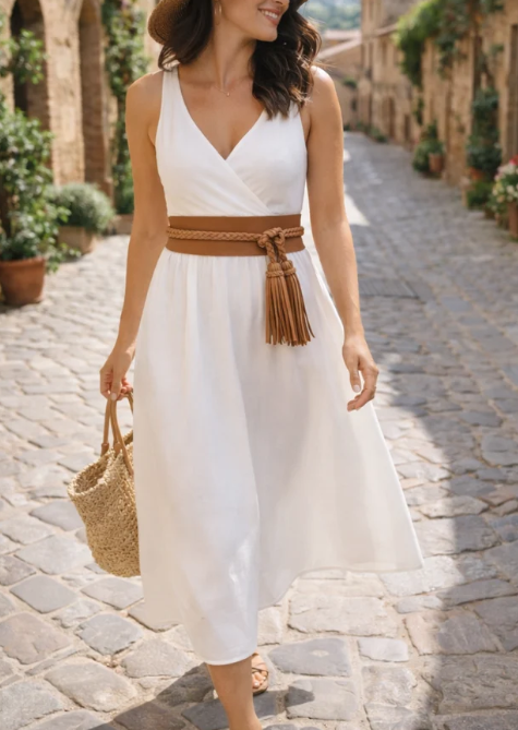 Brown suede leather Lucky Tassel Wrap Belt from ADA Collection Belts featuring tassel accents and adjustable wrap design.
