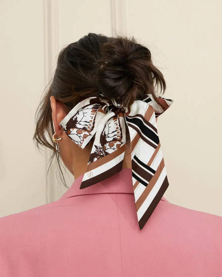Lost Pattern x Leatherology Silk Twill Skinny Scarf - Neutral