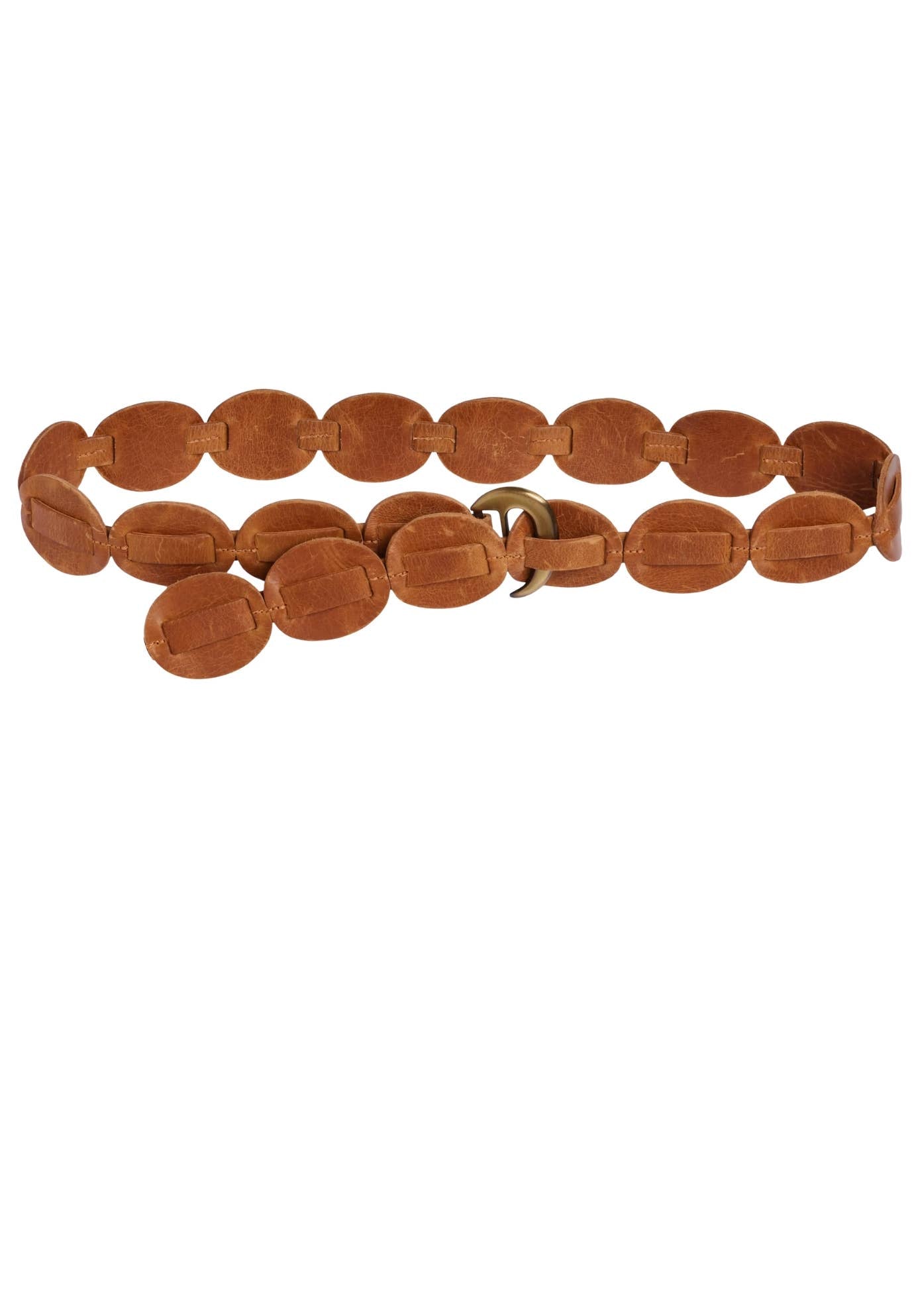 Cognac Shishi Wrap Belt from ADA Collection Belts, adjustable OS style, featuring a stylish woven design and versatile fit.