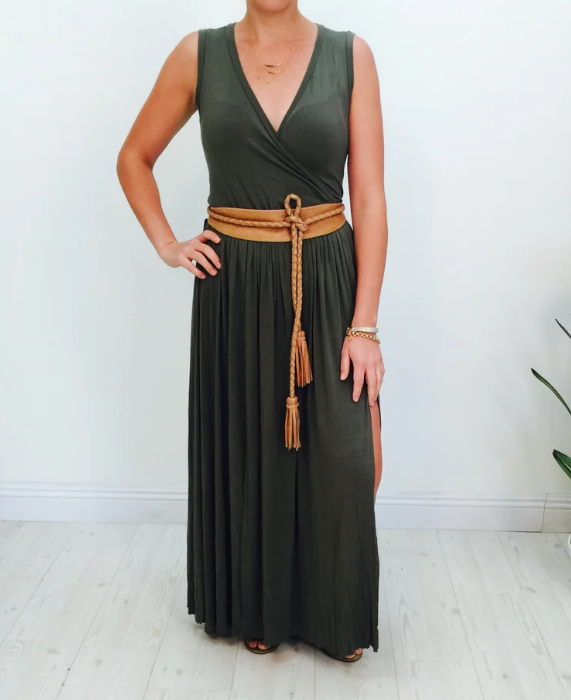 Suede leather Lucky Tassel Wrap Belt by ADA Collection Belts, featuring tassels and a wrap-around design for stylish accessories.