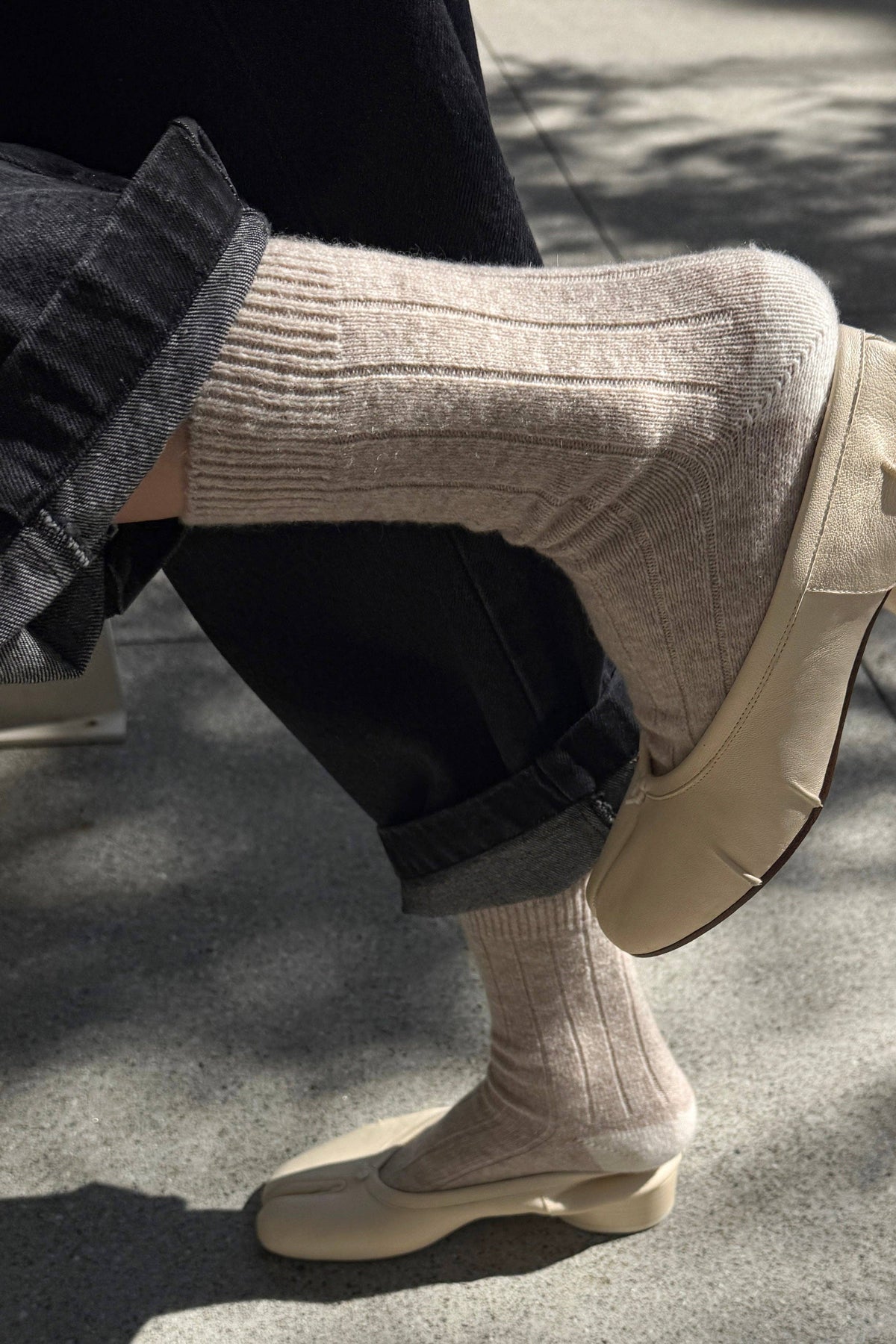 Le Bon Shoppe classic cashmere socks in neutral colors, soft knit fabric, cozy and stylish for everyday wear