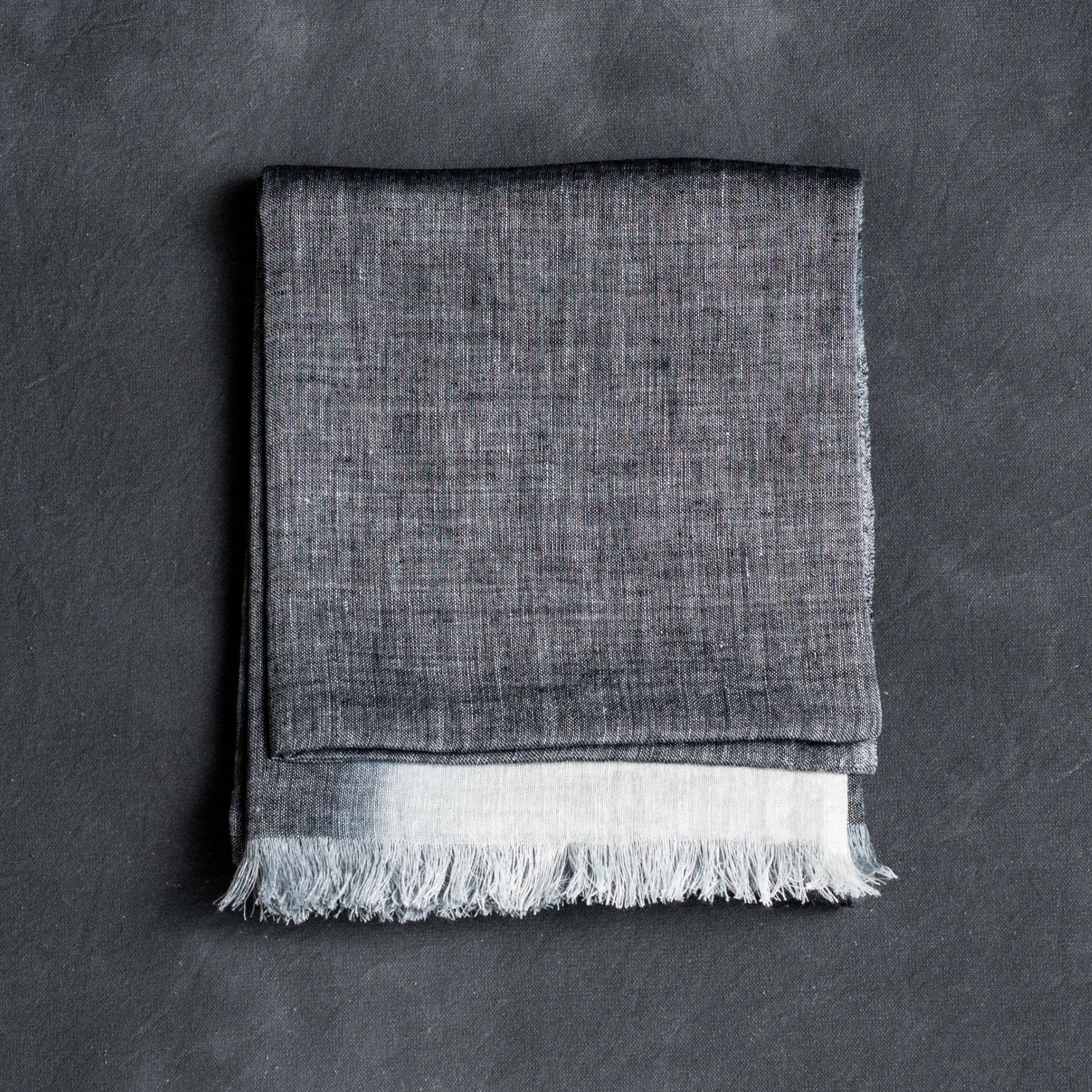 Granite Black Ombre Soft Linen Silk Handloom Scarf