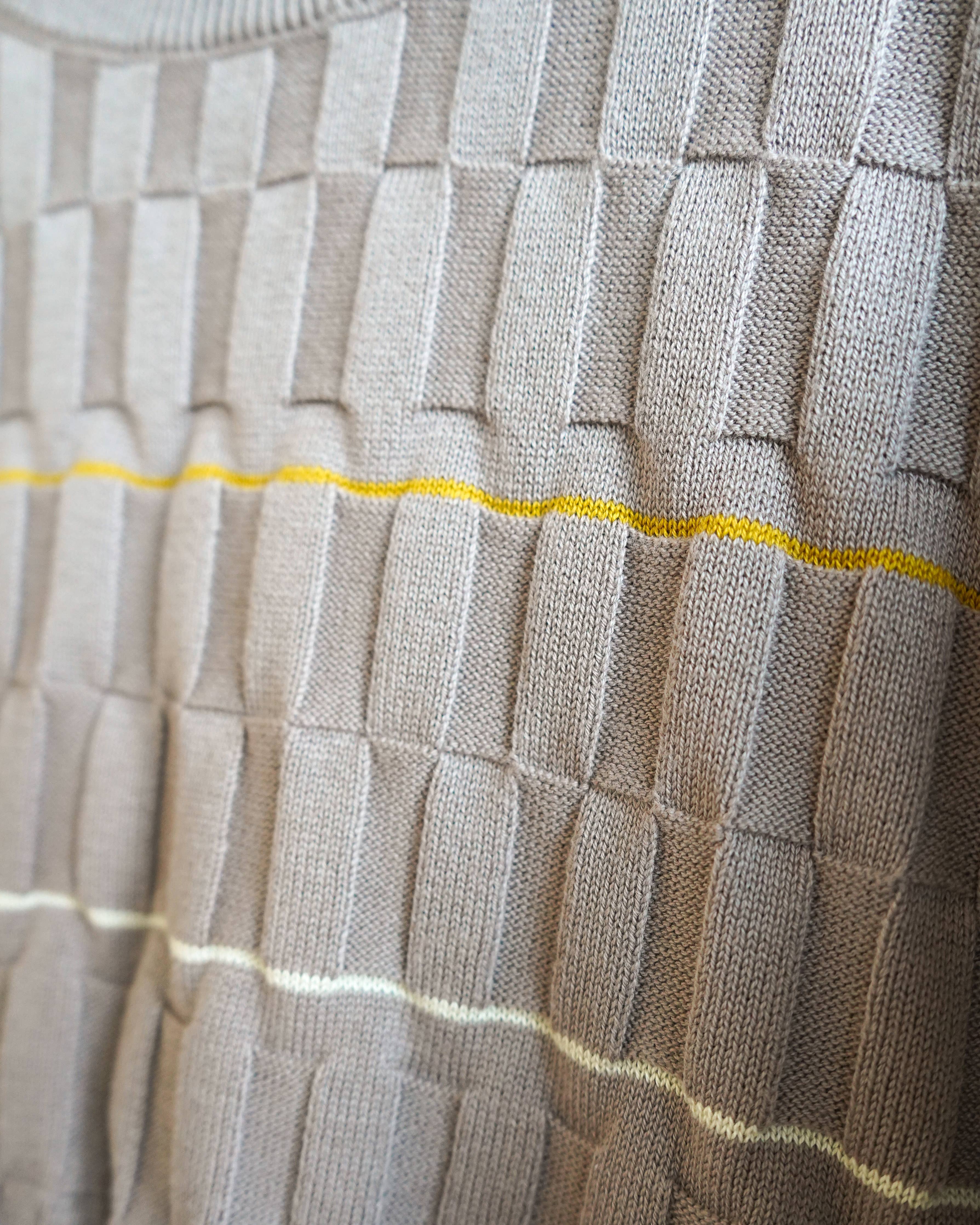 Wiggle Stripe Knit Grid Tee - Pebble