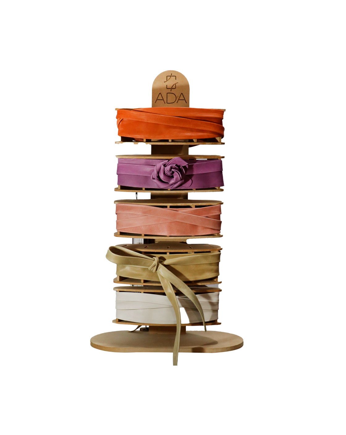 Tan adjustable midi wrap belt from ADA Collection Belts, featuring a mid-width design, perfect as a versatile fashion accessory.