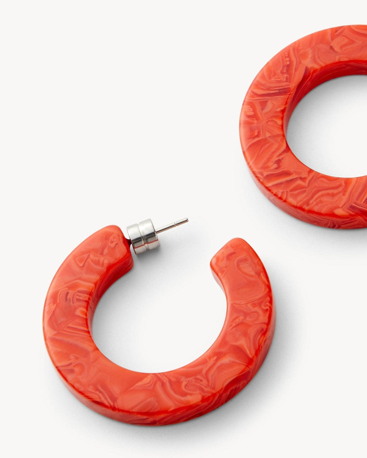 MACHETE Kate Hoops in Poppy, vibrant orange hoop earrings with a polished finish, stylish jewelry accessory.