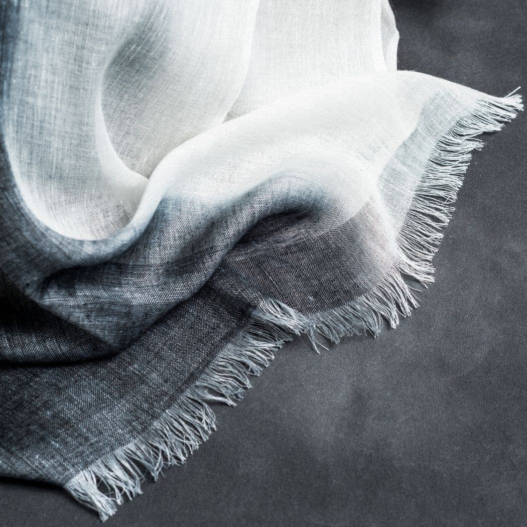 Granite Black Ombre Soft Linen Silk Handloom Scarf