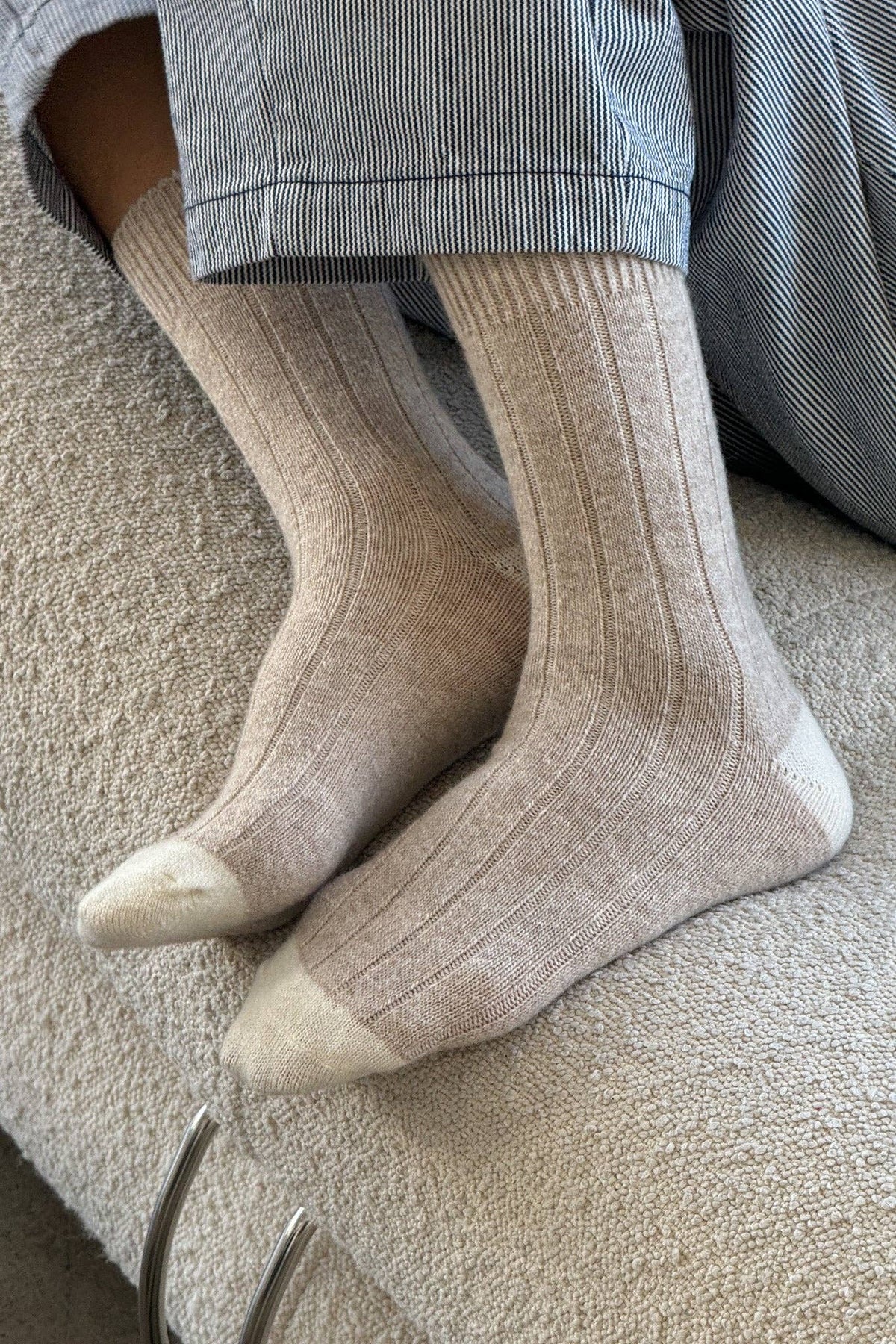 Le Bon Shoppe classic cashmere socks in neutral tones, soft and cozy, perfect for comfortable everyday wear.