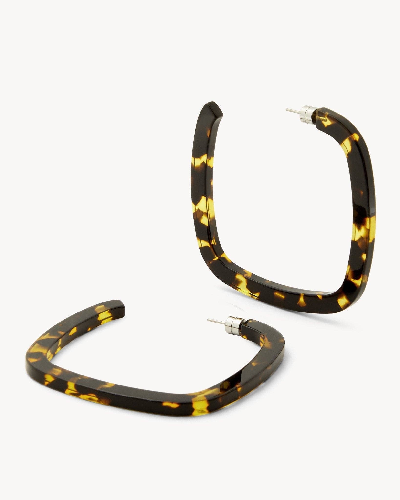 Large Square Hoops in Dark Tortoise