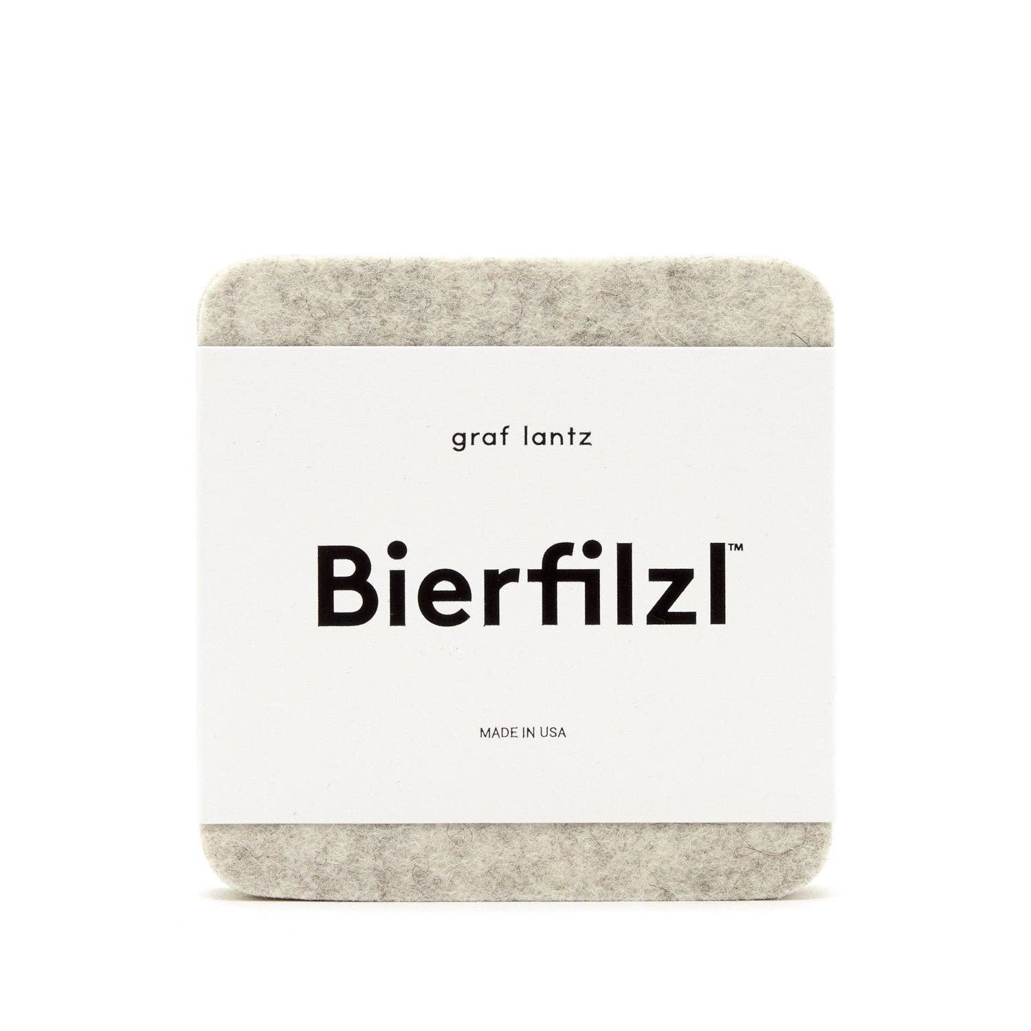 Bierfilzl Merino Wool Felt Square Coaster Heather White