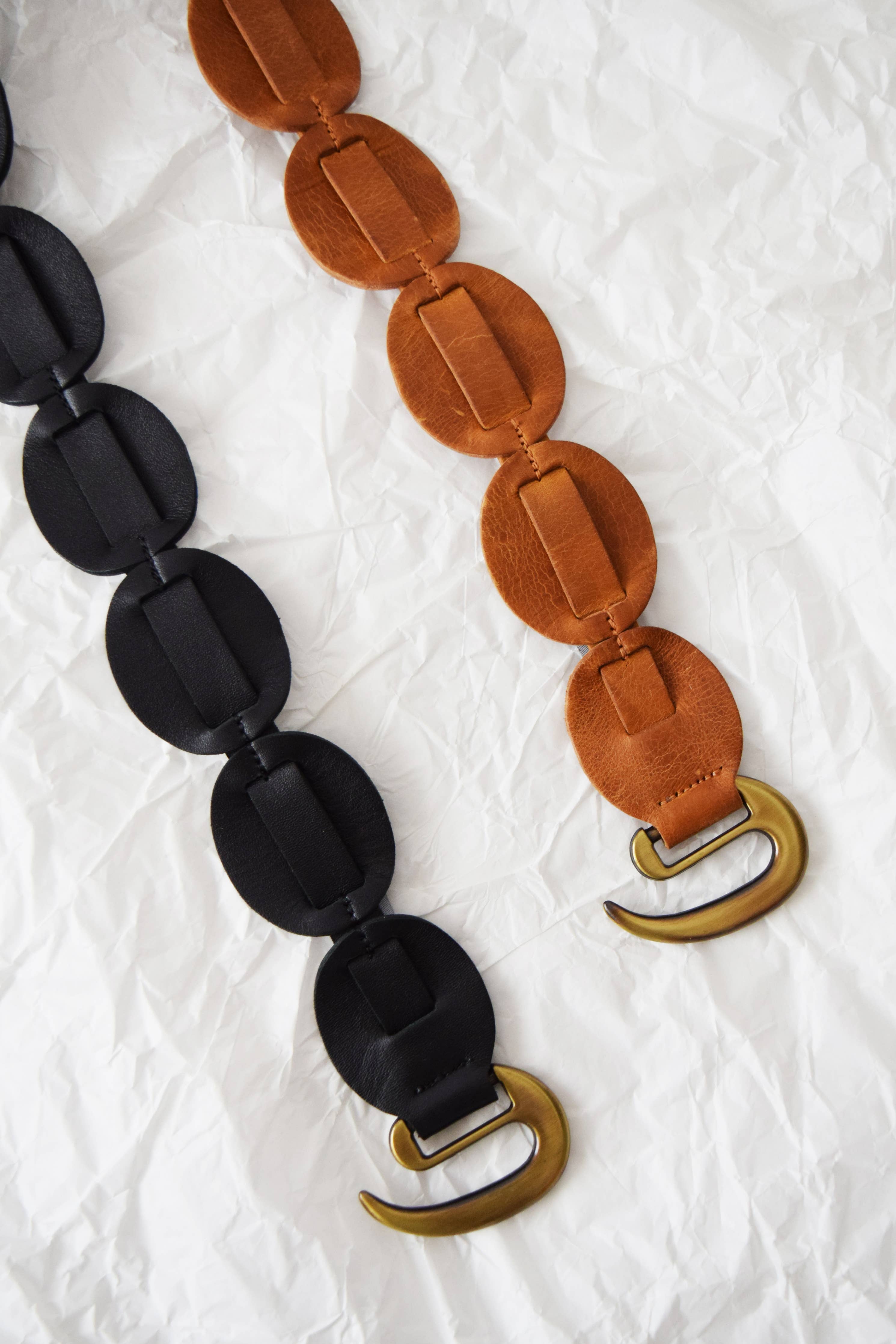 Cognac Shishi Wrap Belt by ADA Collection Belts, adjustable OS, stylish accessory with intricate wrap design.