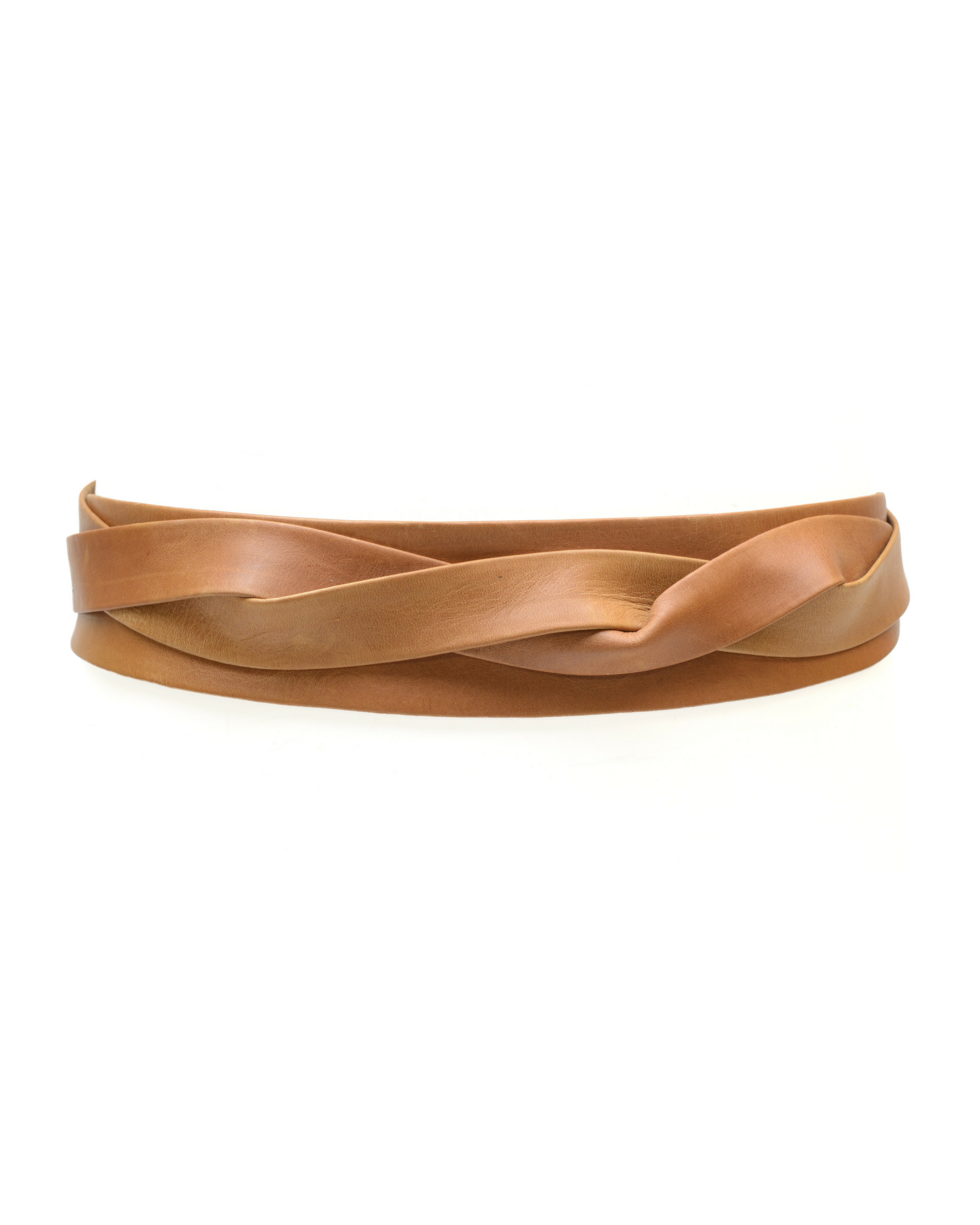 Tan adjustable midi wrap belt from ADA Collection Belts, featuring a mid-width design, styled as a versatile accessories belt.