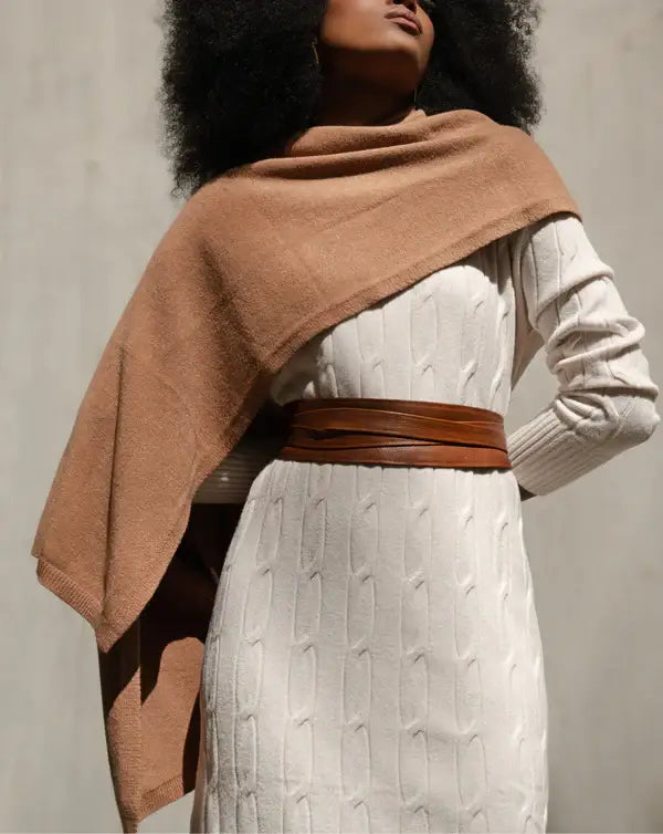 Adjustable whiskey leather wrap belt with boho chic style from ADA Collection Belts, featuring a versatile design.