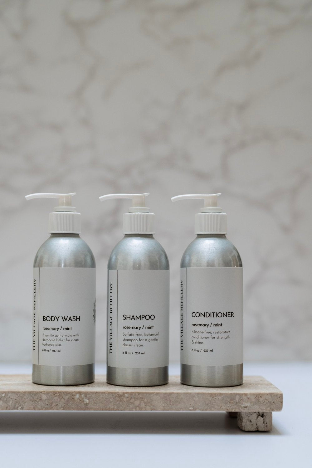 VR Classic Shampoo bottle from The Village Refillery with a sleek label, placed on a white background.