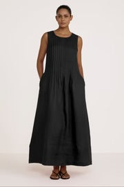 Pleated Maxi Dress - Black
