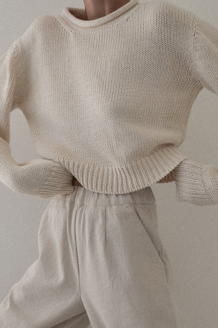 Rolled Neck Sweater - Ivory